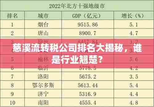 慈溪流转税公司排名大揭秘，谁是行业翘楚？
