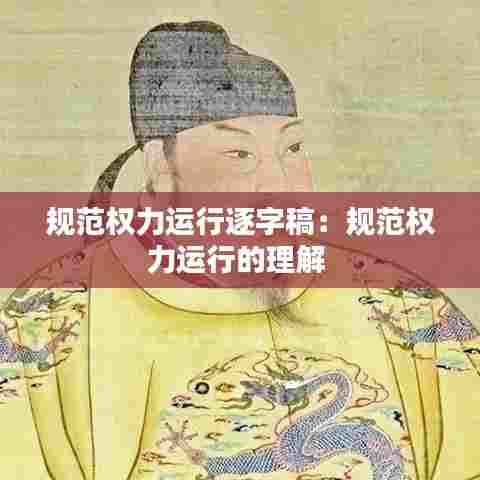 规范权力运行逐字稿：规范权力运行的理解 