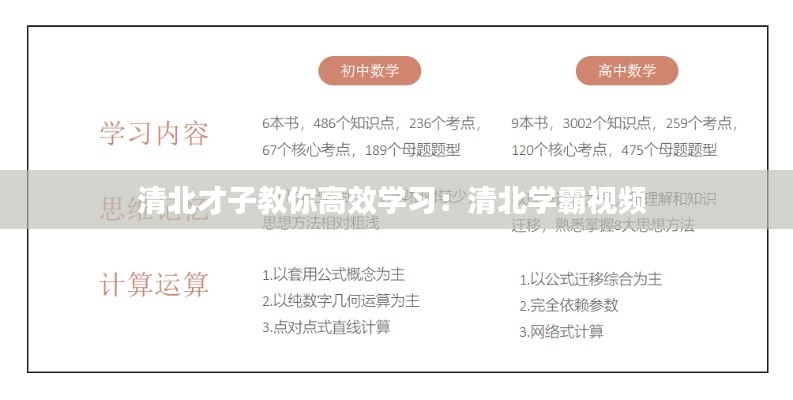 清北才子教你高效学习:清北学霸视频