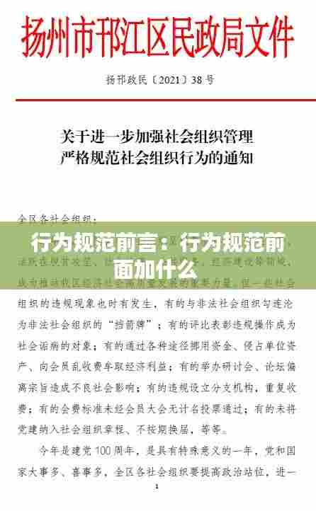 行为规范前言:行为规范前面加什么