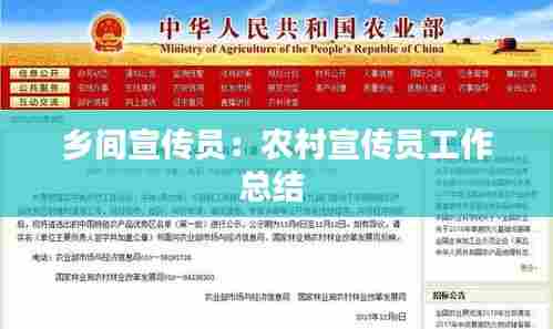 乡间宣传员:农村宣传员工作总结