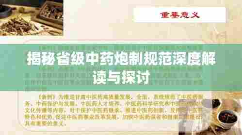 揭秘省级中药炮制规范深度解读与探讨