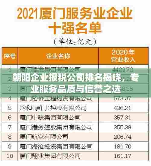 朝阳企业报税公司排名揭晓,专业服务品质与信誉之选