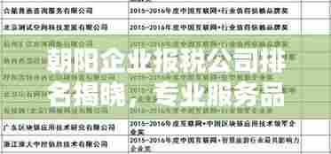 朝阳企业报税公司排名揭晓,专业服务品质与信誉之选