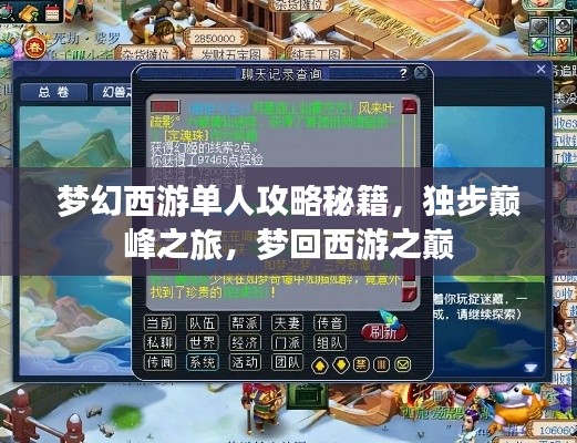 梦幻西游单人攻略秘籍,独步巅峰之旅,梦回西游之巅