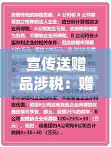 宣传送赠品涉税:赠品费用属于业务宣传费吗