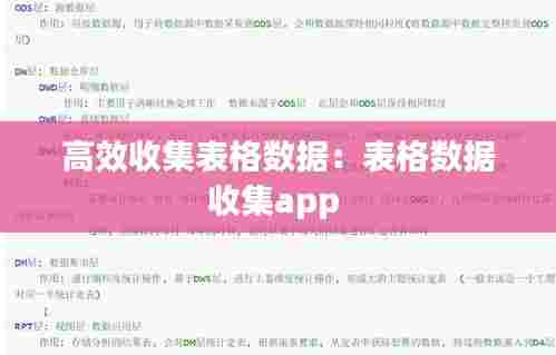 高效收集表格数据:表格数据收集app