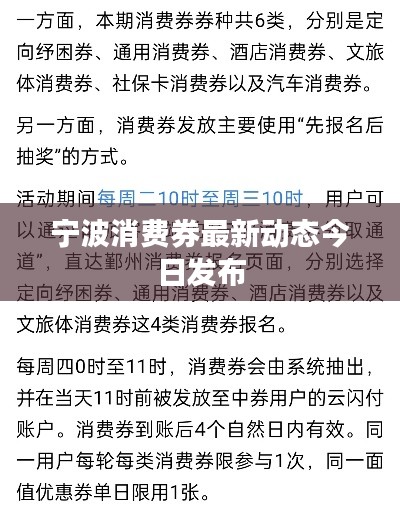 宁波消费券最新动态今日发布