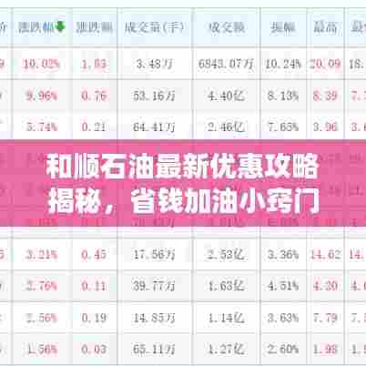 和顺石油最新优惠攻略揭秘,省钱加油小窍门助你轻松节省开支!