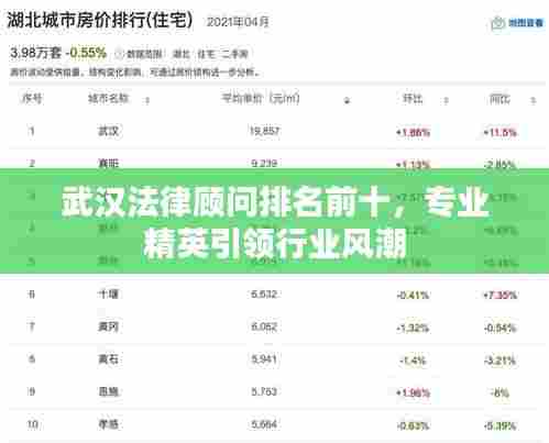 武汉法律顾问排名前十,专业精英引领行业风潮