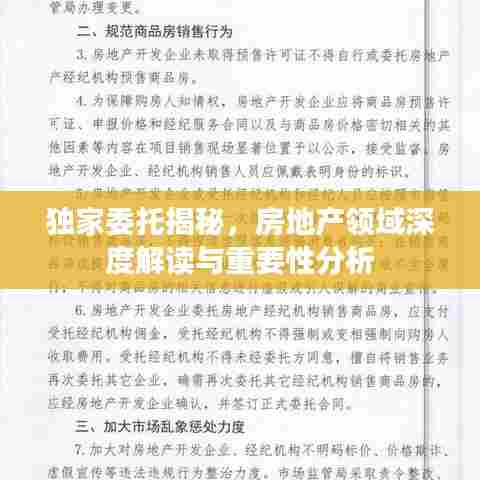 独家委托揭秘,房地产领域深度解读与重要性分析