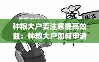 种粮大户要注意提高效益:种粮大户如何申请补贴