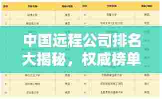 中国远程公司排名大揭秘，权威榜单，不容错过！