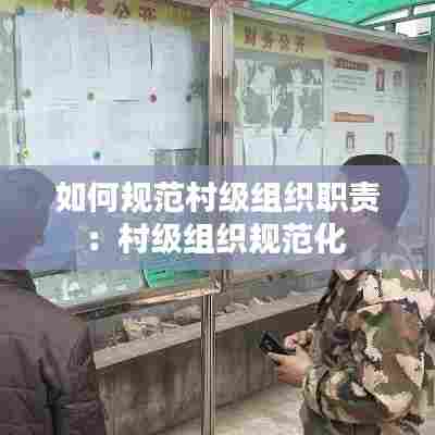 如何规范村级组织职责:村级组织规范化