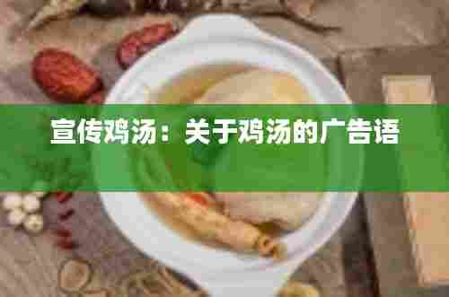 宣传鸡汤:关于鸡汤的广告语