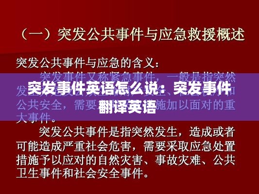突发事件英语怎么说：突发事件翻译英语 