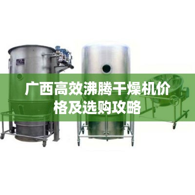 广西高效沸腾干燥机价格及选购攻略