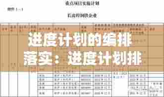 进度计划的编排 落实:进度计划排布