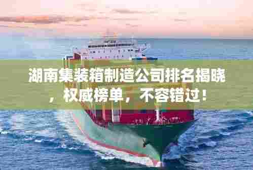 湖南集装箱制造公司排名揭晓,权威榜单,不容错过!