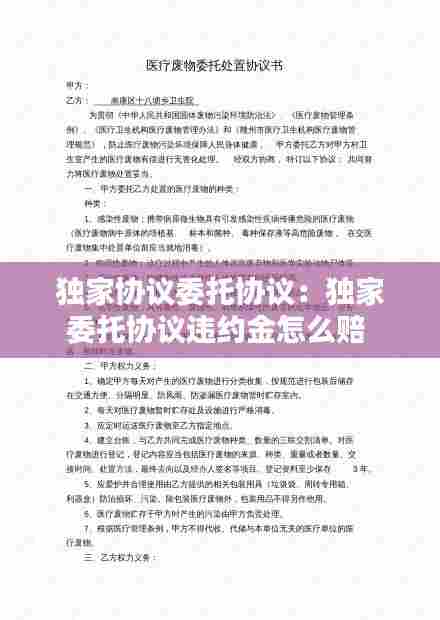 独家协议委托协议:独家委托协议违约金怎么赔