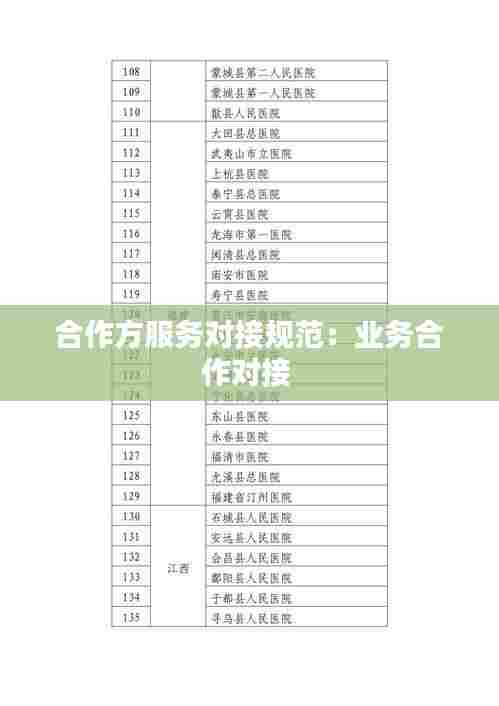 合作方服务对接规范:业务合作对接