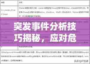 突发事件分析技巧揭秘，应对危机的关键策略