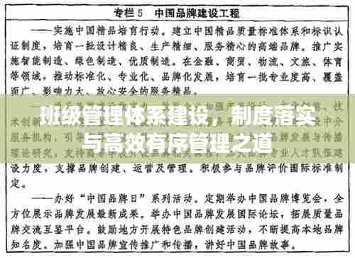 班级管理体系建设，制度落实与高效有序管理之道