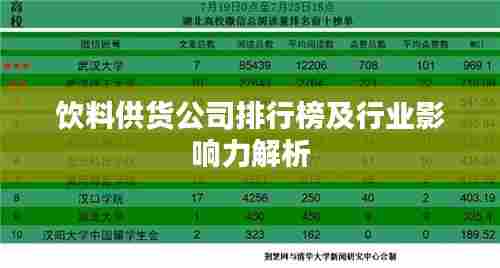 饮料供货公司排行榜及行业影响力解析