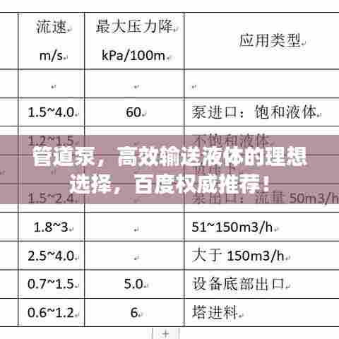 管道泵，高效输送液体的理想选择，百度权威推荐！