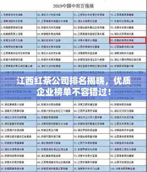 江西红茶公司排名揭晓,优质企业榜单不容错过!