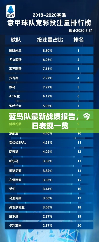 蓝鸟队最新战绩报告，今日表现一览