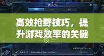 高效抢野技巧,提升游戏效率的关键策略攻略