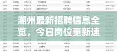 潮州最新招聘信息全览，今日岗位更新速递