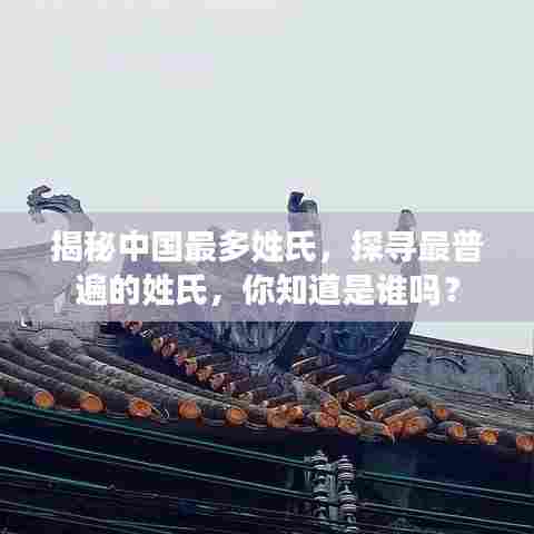 揭秘中国最多姓氏,探寻最普遍的姓氏,你知道是谁吗?