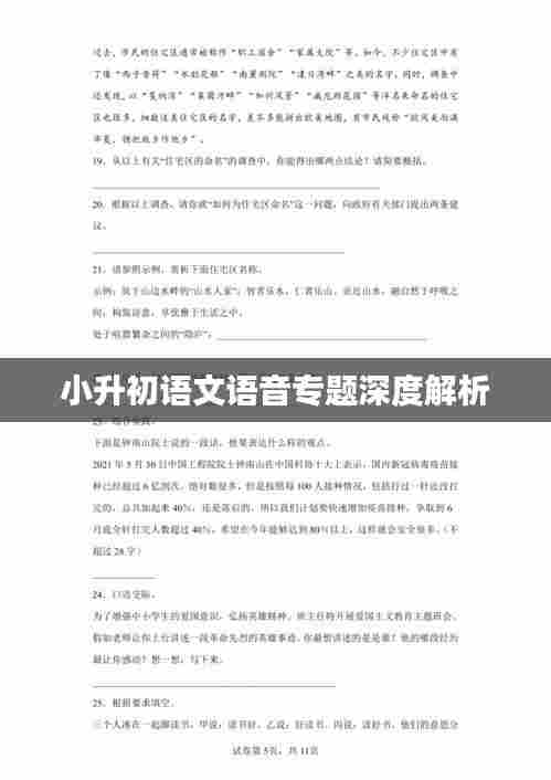 小升初语文语音专题深度解析