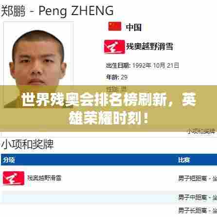 世界残奥会排名榜刷新,英雄荣耀时刻!