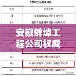 安徽蚌埠工程公司权威排名榜单揭晓！