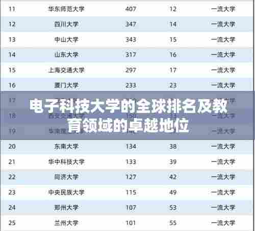 电子科技大学的全球排名及教育领域的卓越地位