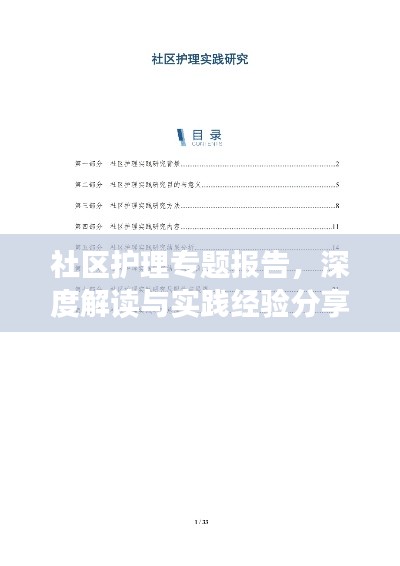 社区护理专题报告，深度解读与实践经验分享
