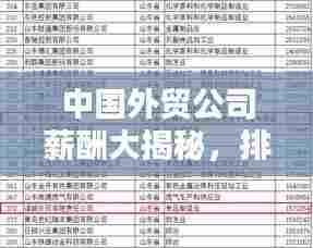 中国外贸公司薪酬大揭秘,排名榜单出炉!