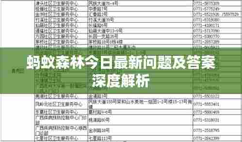 蚂蚁森林今日最新问题及答案深度解析