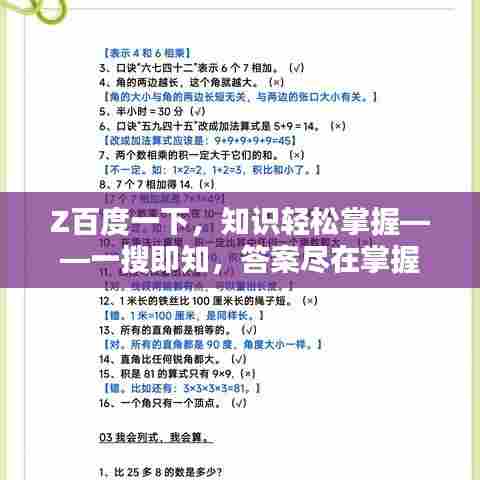 Z百度一下,知识轻松掌握——一搜即知,答案尽在掌握