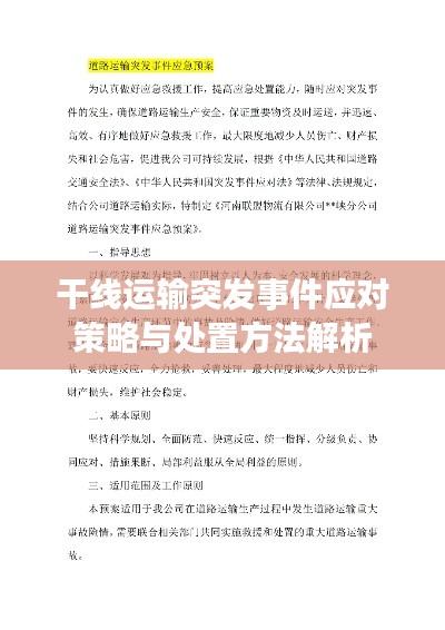 干线运输突发事件应对策略与处置方法解析