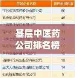 基层中医药公司排名榜揭晓，探寻中医药行业的佼佼者