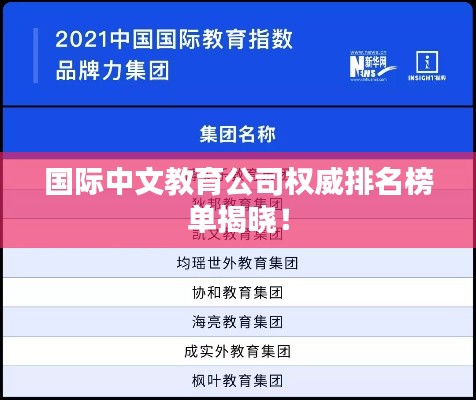 国际中文教育公司权威排名榜单揭晓！