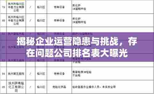 揭秘企业运营隐患与挑战,存在问题公司排名表大曝光