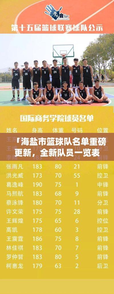 「海盐市篮球队名单重磅更新，全新队员一览表」