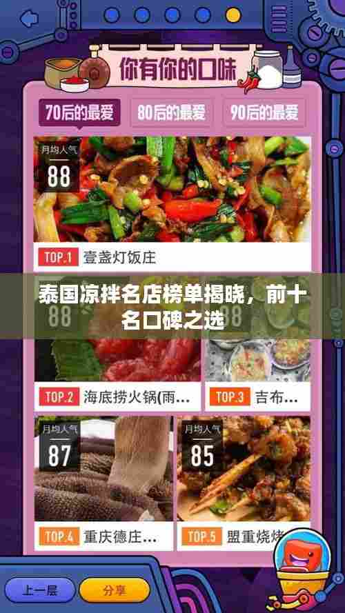 泰国凉拌名店榜单揭晓，前十名口碑之选