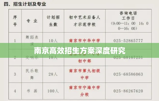 南京高效招生方案深度研究