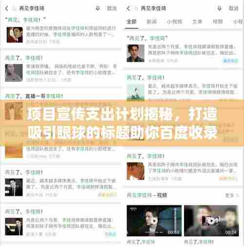 项目宣传支出计划揭秘，打造吸引眼球的标题助你百度收录！